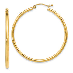 14K 2x40mm Polished Hoop Earrings