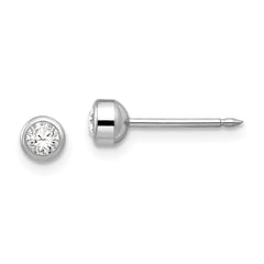 Inverness 14k White Gold 4mm April Crystal Bezel Earrings