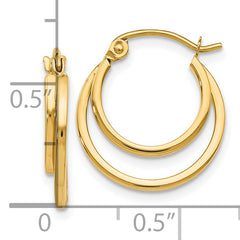 14K Gold Polished Hoop Earrings with Hinged Closure Elegant Design