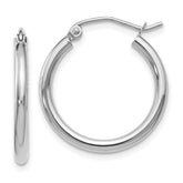 14K White Gold 2x20mm Polished Hoop Earrings