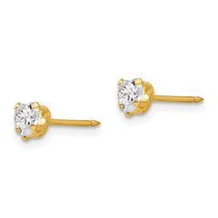 14K Gold Heart CZ Stud Earrings for Women Elegant 4mm Design