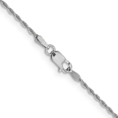 10K White Gold Polished Rope Necklace with Rhodium Finish Unisex