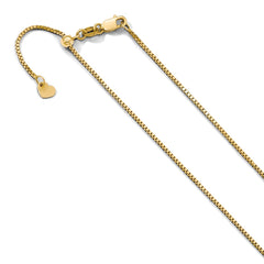 10K Yellow Gold Adjustable Box Chain Necklace with Lifetime Warranty