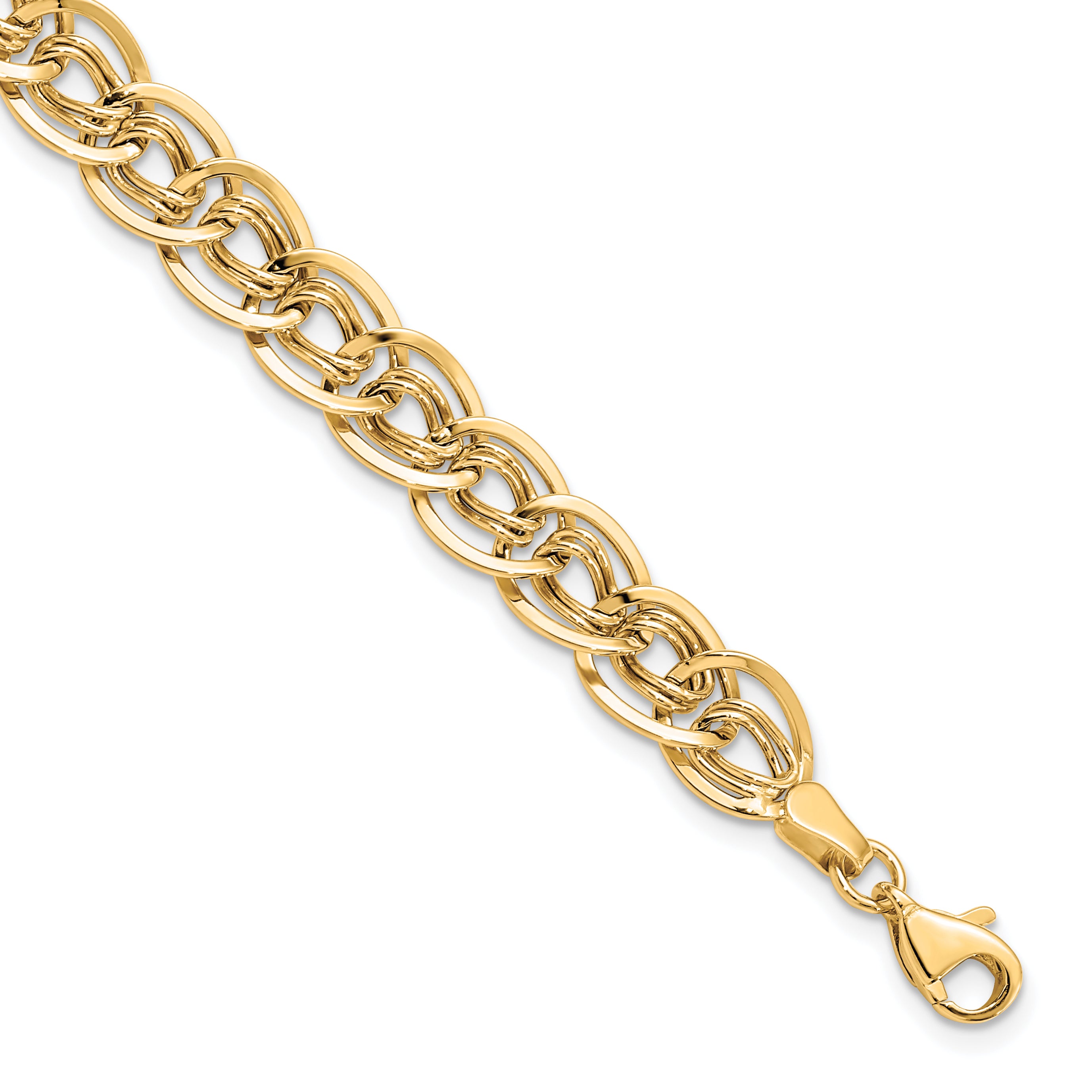 10K Yellow Gold Triple Fancy Link Bracelet