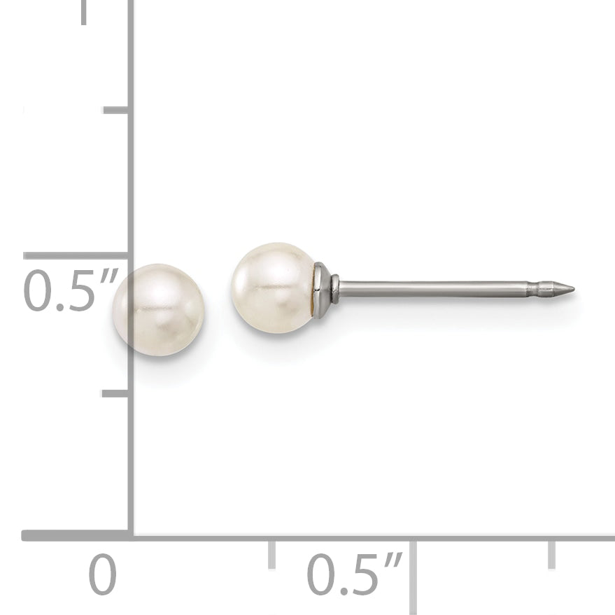 Inverness Titanium 4mm Glass Pearl Post Earrings