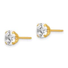 24K Gold Plated 7mm CZ Stud Earrings for Women Elegant Round Design