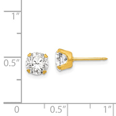 24K Gold Plated 7mm CZ Stud Earrings for Women Elegant Round Design