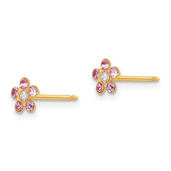 14K Gold June Birthstone Crystal Flower Earrings for Women