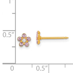 14K Gold June Birthstone Crystal Flower Earrings for Women