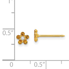 14K Gold November Birthstone Yellow Crystal Flower Earrings for Women