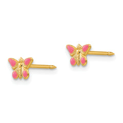 14K Gold Pink Butterfly Epoxy Earrings for Women Delicate & Elegant Design