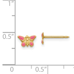 14K Gold Pink Butterfly Epoxy Earrings for Women Delicate & Elegant Design