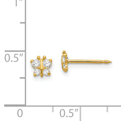 14K Gold Butterfly CZ Stud Earrings for Women  Elegant & Solid Design