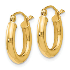 14K Gold Polished Hoop Earrings with Hollow Design 17mm Elegant Style