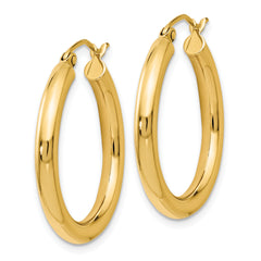 14K Gold Polished Hoop Earrings with Hollow Design 26mm Elegant Fit