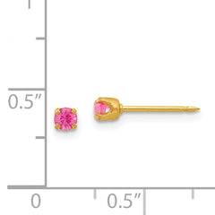 24K Gold Plated October Pink Crystal Birthstone Stud Earrings for Women