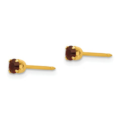 14K Gold January Birthstone Crystal Stud Earrings Elegant 3mm Design