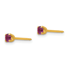 14K Gold February Crystal Birthstone Stud Earrings Elegant 3mm Design