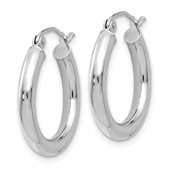 14K White Gold Polished Hoop Earrings with Rhodium Finish Elegant & Lightweight