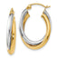 Oval Hoop Earrings in 14K Two-Tone Gold, 22x18mm Hinged - Sophia Jewelers