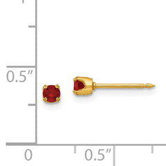 14K Gold July Birthstone Stud Earrings with 3mm Crystal