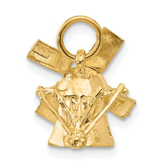 14K Gold 3D Windmill Charm with Polished Finish Elegant & Textured