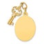Disc & Key Charm in 14K Yellow Gold, 30mm Moveable Engravable - Sophia Jewelers