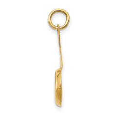 14K Gold 3D Frying Pan Charm with Enameled Egg Polished Finish