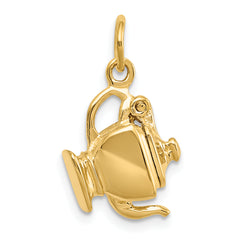 14K Gold 3D Tea Pot Charm with Opening Lid Polished Finish