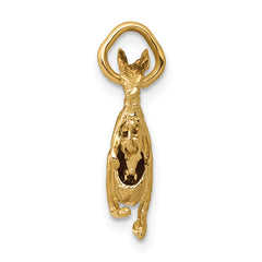 14K Gold 3D Kangaroo with Joey Charm Polished Finish