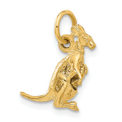 14K Gold 3D Kangaroo with Joey Charm Polished Finish