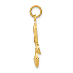14K Gold Hollow Fleur De Lis Charm with Polished Finish 30mm