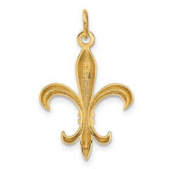14K Gold Hollow Fleur De Lis Charm with Polished Finish 30mm
