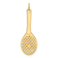 14K Gold Tennis Racquet Charm with Freshwater Cultured Pearl, Polished Finish