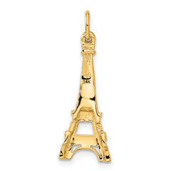 14K Gold Eiffel Tower Charm with Polished Finish Elegant Themed Design