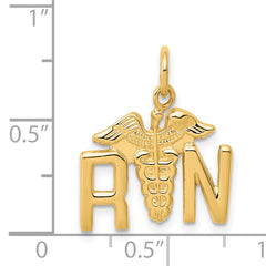 14K Gold RN Registered Nurse Charm with Polished Finish Elegant and Gift Ready