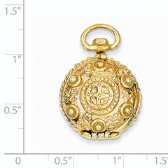 14K Gold Polished Unisex Domed Locket with Reversible Design