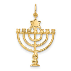 14K Gold Polished 3D Menorah Charm Elegant Themed Pendant