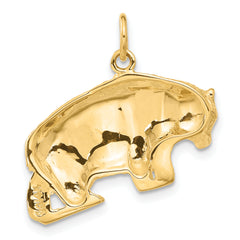 Sophia Jewelers 14K Gold Textured Bear Pendant for Men Polished Finish