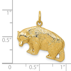 Sophia Jewelers 14K Gold Textured Bear Pendant for Men Polished Finish