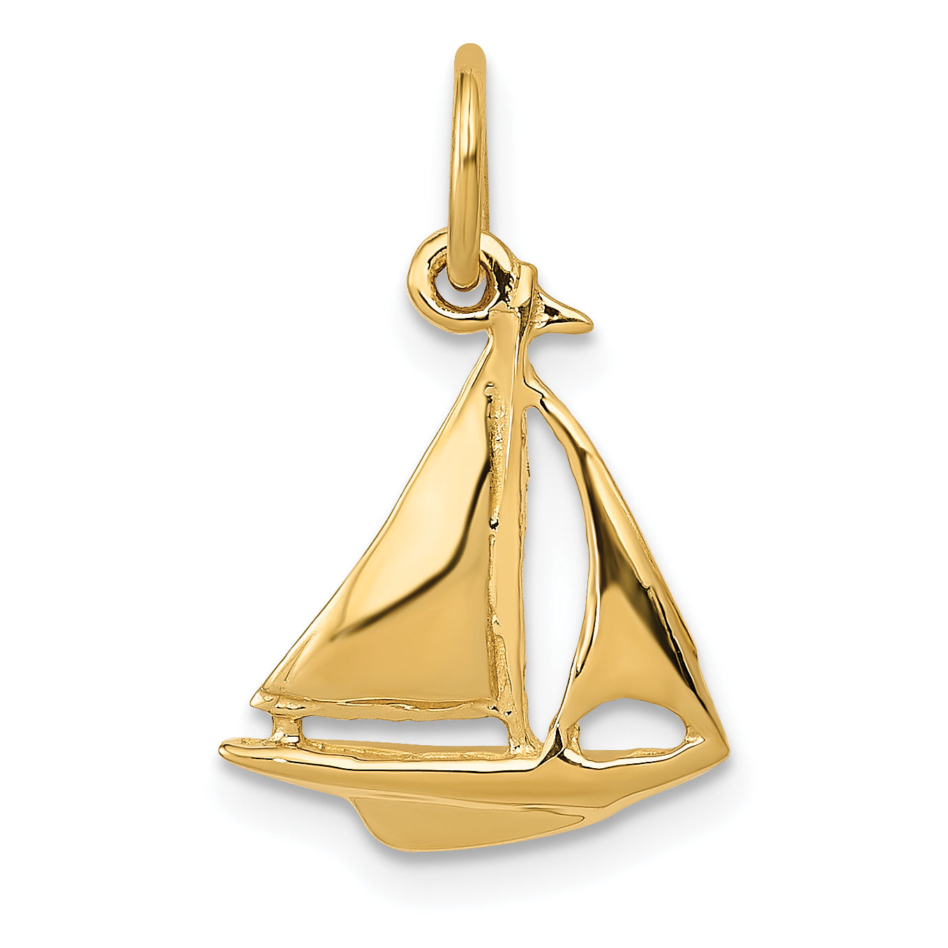 14K 3D Sailboat Charm