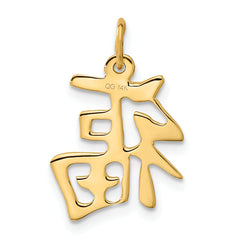 14K Yellow Gold Polished Good Luck Charm Pendant for Women
