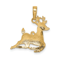 14K Gold Polished Reindeer Pendant Elegant Themed Charm by Sophia Jewelers