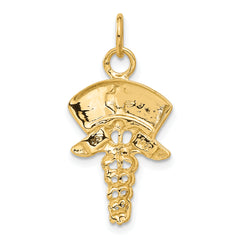 14K Gold Polished Nurse Symbol Charm Pendant Elegant & Themed Design