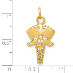 14K Gold Polished Nurse Symbol Charm Pendant Elegant & Themed Design
