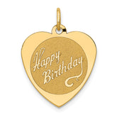 14k HAPPY BIRTHDAY Heart Disc Charm