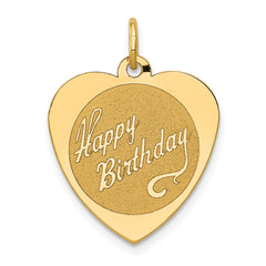 14k HAPPY BIRTHDAY Heart Disc Charm