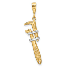 14K w/Rhodium 3-D Pipe Wrench Charm