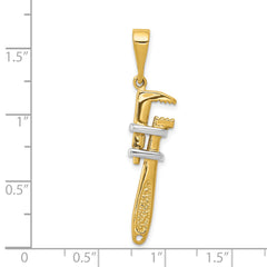 14K w/Rhodium 3-D Pipe Wrench Charm