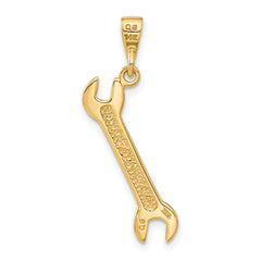 14K Gold 3D Wrench Charm for Men Polished Solid Design